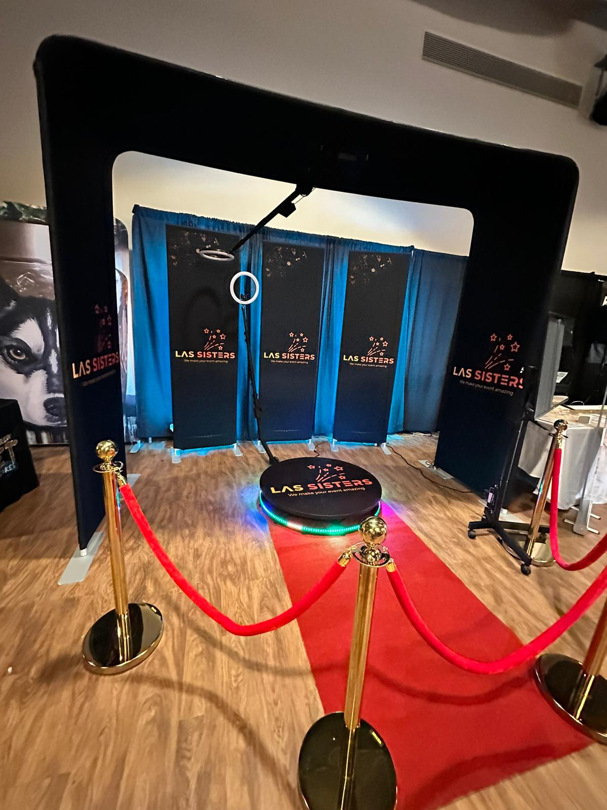 360 Photo Booth Setup with Red Carpet